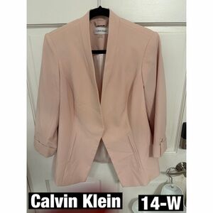 Calvin Klein Women's Blush Pink Collarless Suit Jacket Sz 14-W New no Tags